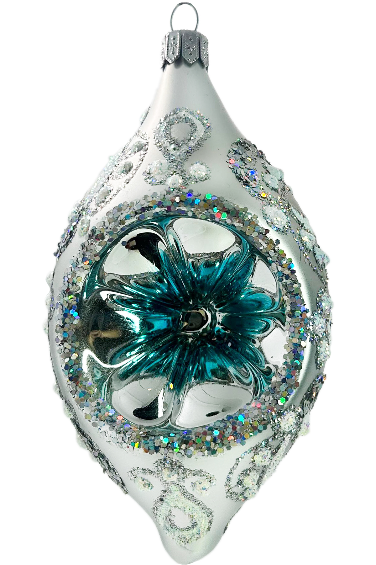 Елочное украшение Подвеска с прожектором Подарочная СЕРЕБРЯНО-СИНЯЯ БС-3592